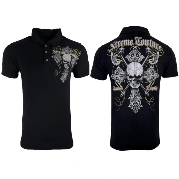 Xtreme Couture By Affliction Skull & Cross Bones Cotton Graphic T - Foto 6